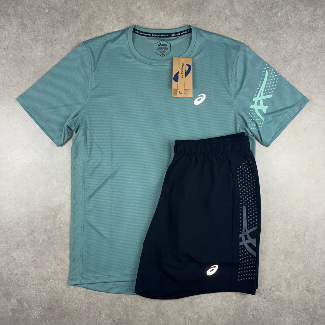Asics Icon T-Shirt Set - Teal/Black