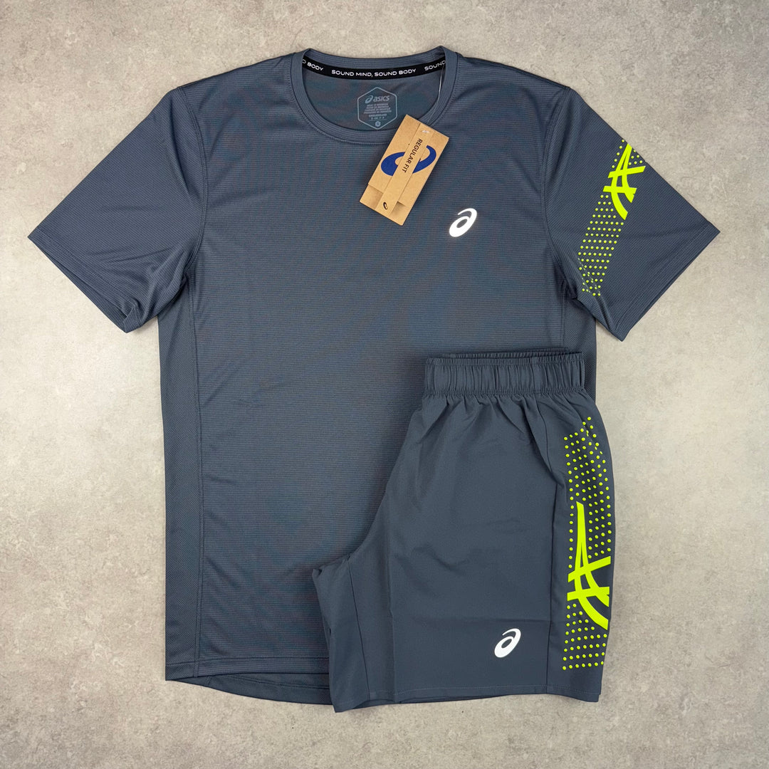 Asics Seamless T-Shirt Set - Grey/Yellow