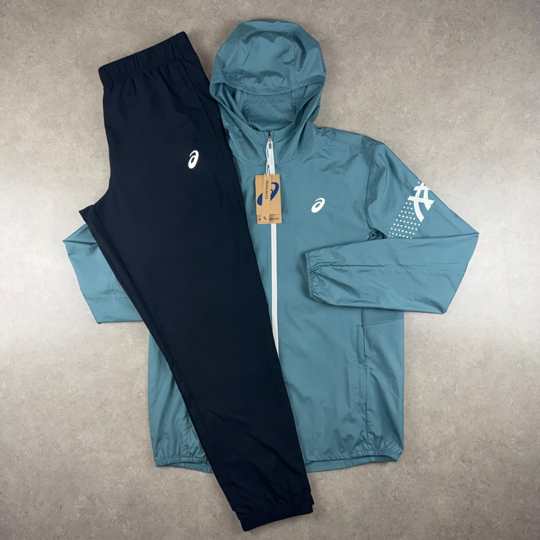 Asics Icon Jacket x Woven Pants Set - Foggy Teal/Black