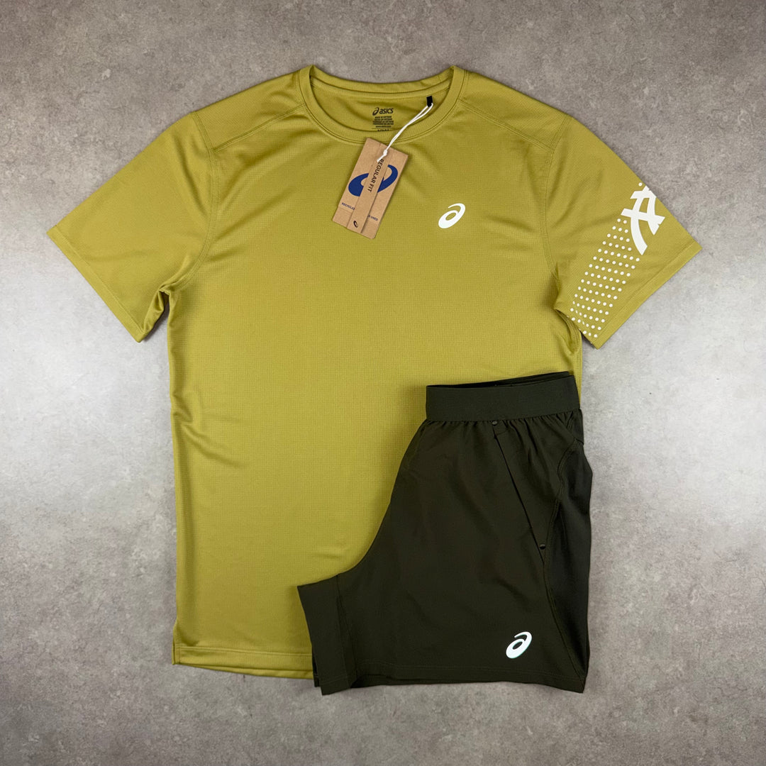 Asics Icon T-Shirt Set - Moss/Brown