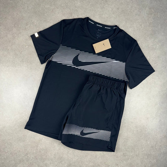 Nike Flash Miler T-Shirt Set - Black