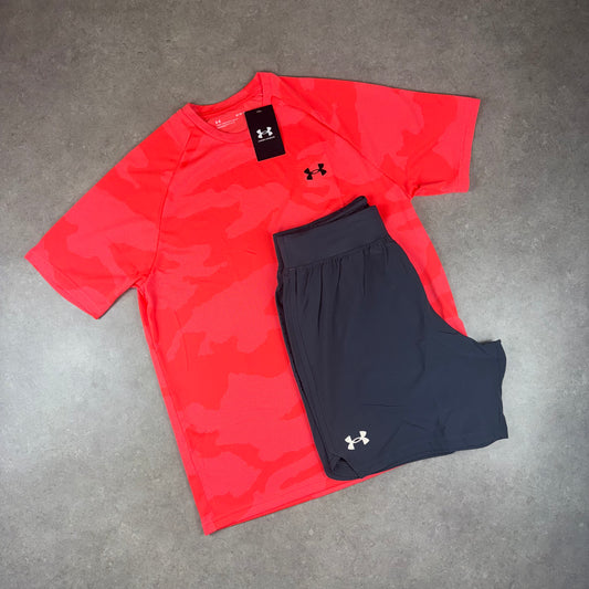 Under Armour Jacquard T-Shirt x Speedpocket Shorts Set - Bright Red