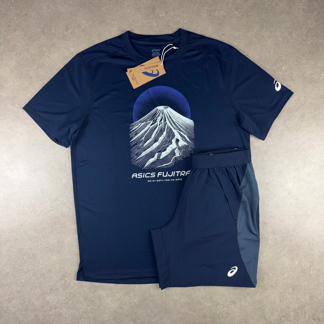 Asics Fujitrail T-Shirt x Road Shorts - Midnight