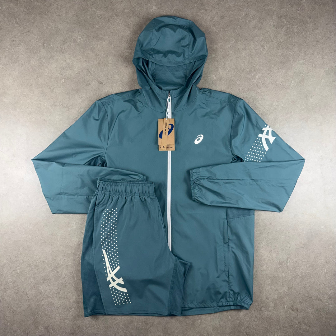 Asics Icon Jacket x Icon Shorts Set - Foggy Teal