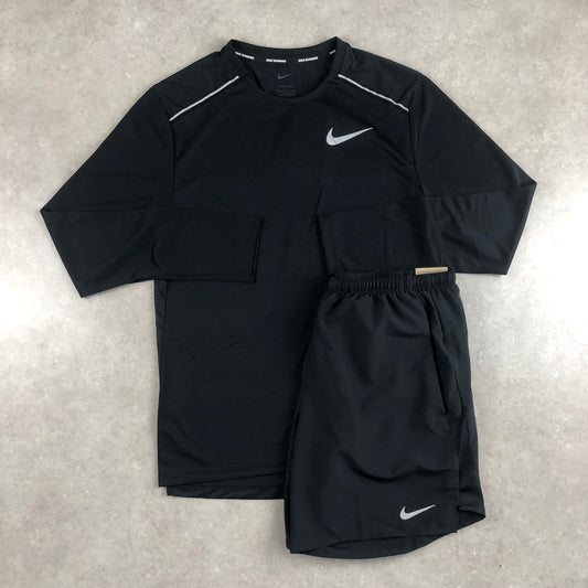 Nike Long Sleeve Miler T-Shirt Set - Black